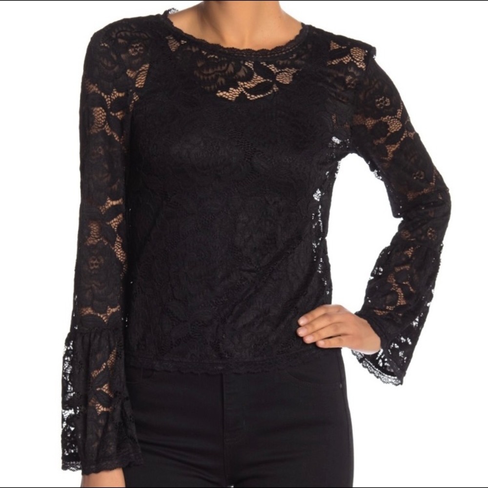 NWOT RACHEL Rachel Roy Sheer Lace Blouse T…